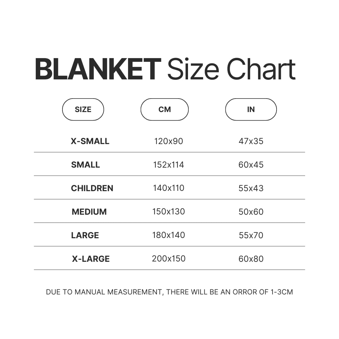 Blanket Size Chart - Scott Pilgrim Merch