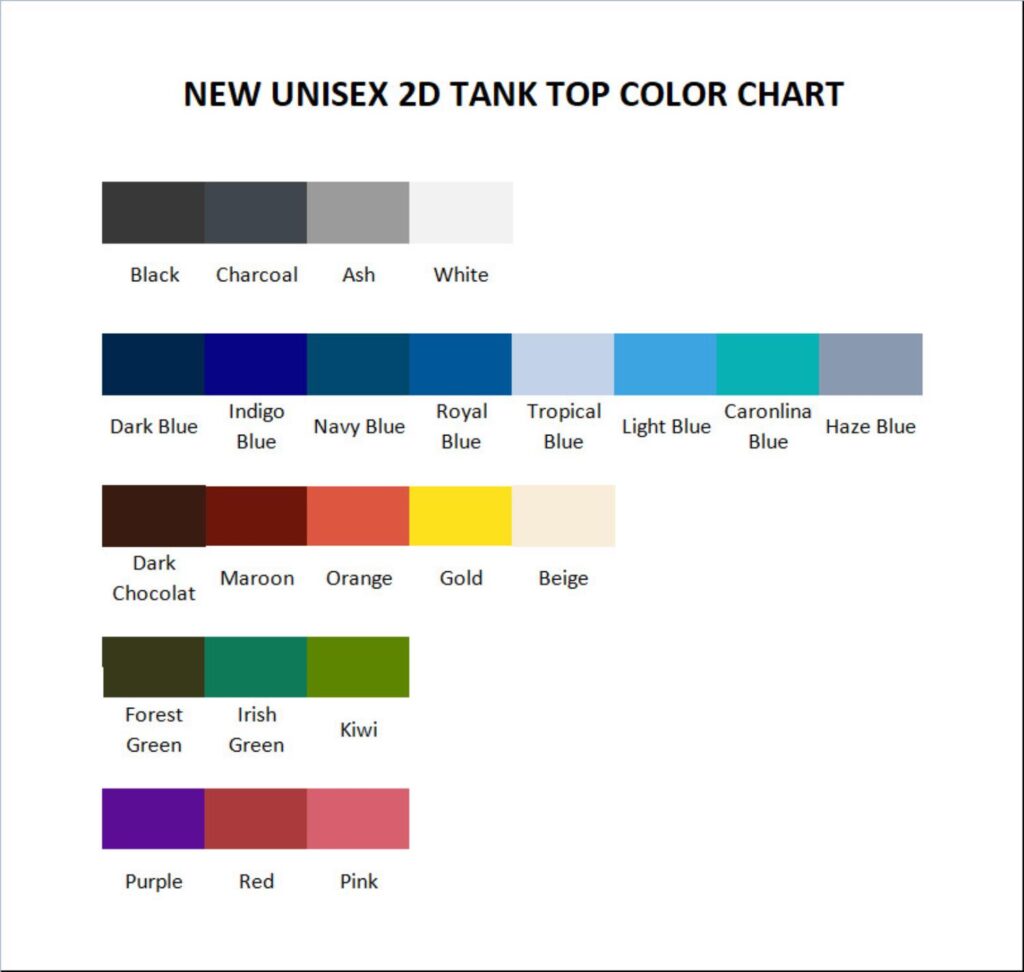 tank top color chart - Scott Pilgrim Merch